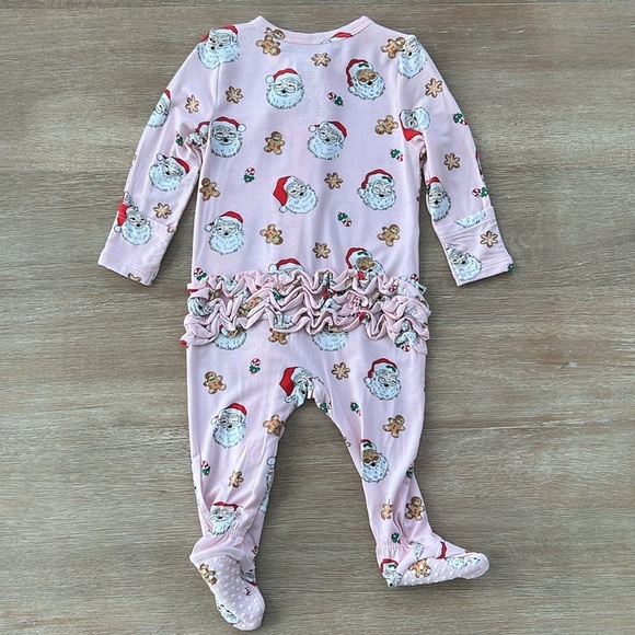 🎄 Angel Dear Girl Santa Pink Bamboo Footie Sleeper Newborn 0-3 3-6 6-9 months - Picture 5 of 6